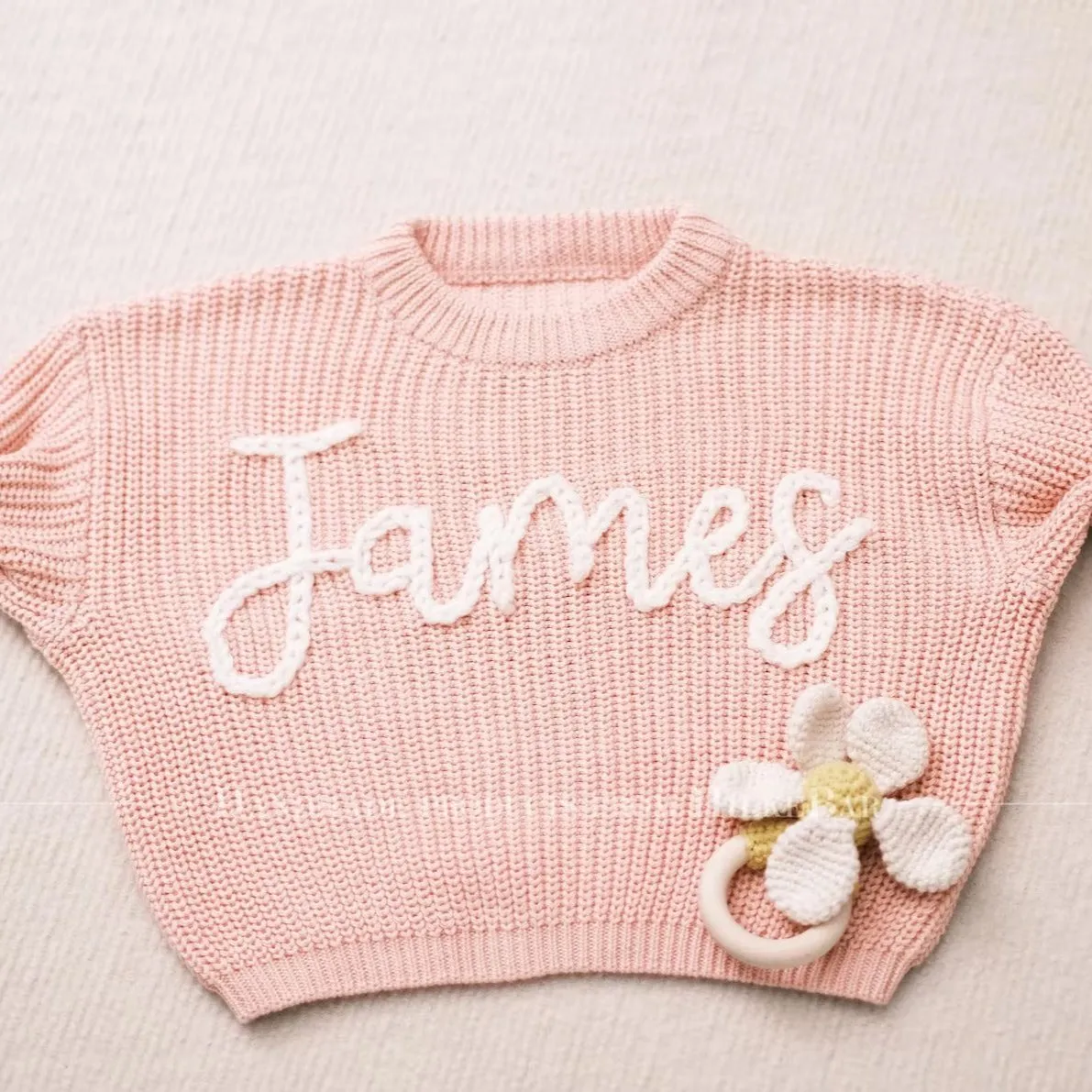 Cherished Custom Baby Sweaters, Baby Shower Gift, Personalized Toddler Knit Sweater KS04