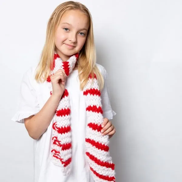 Children’s Candy Cane Scarf Knitting Kit