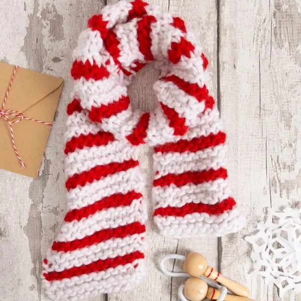 Children’s Candy Cane Scarf Knitting Kit