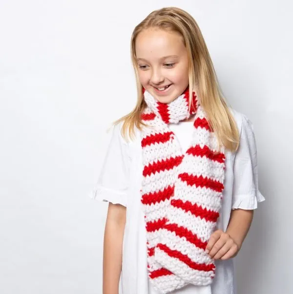 Children’s Candy Cane Scarf Knitting Kit