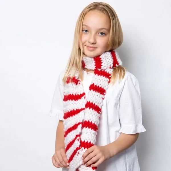 Children’s Candy Cane Scarf Knitting Kit