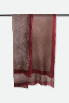 CHOCOLATE BORDEAUX SCARF IN HAND DYED CASHMERE