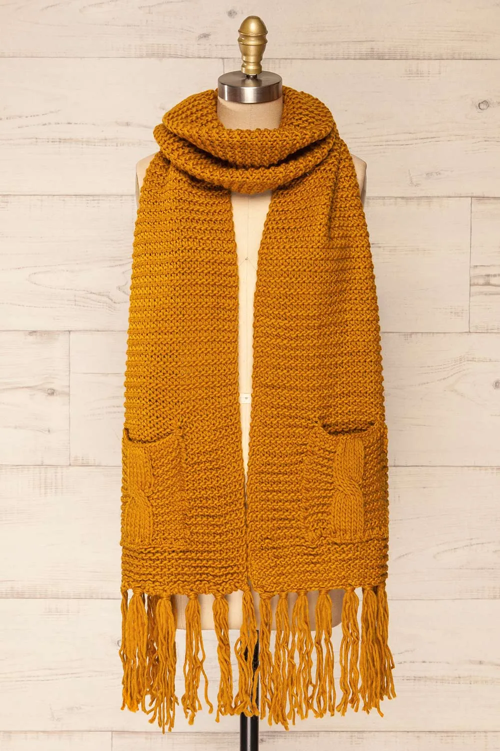 Chunkyss Yellow | Thick Knit Scarf w/ Pockets