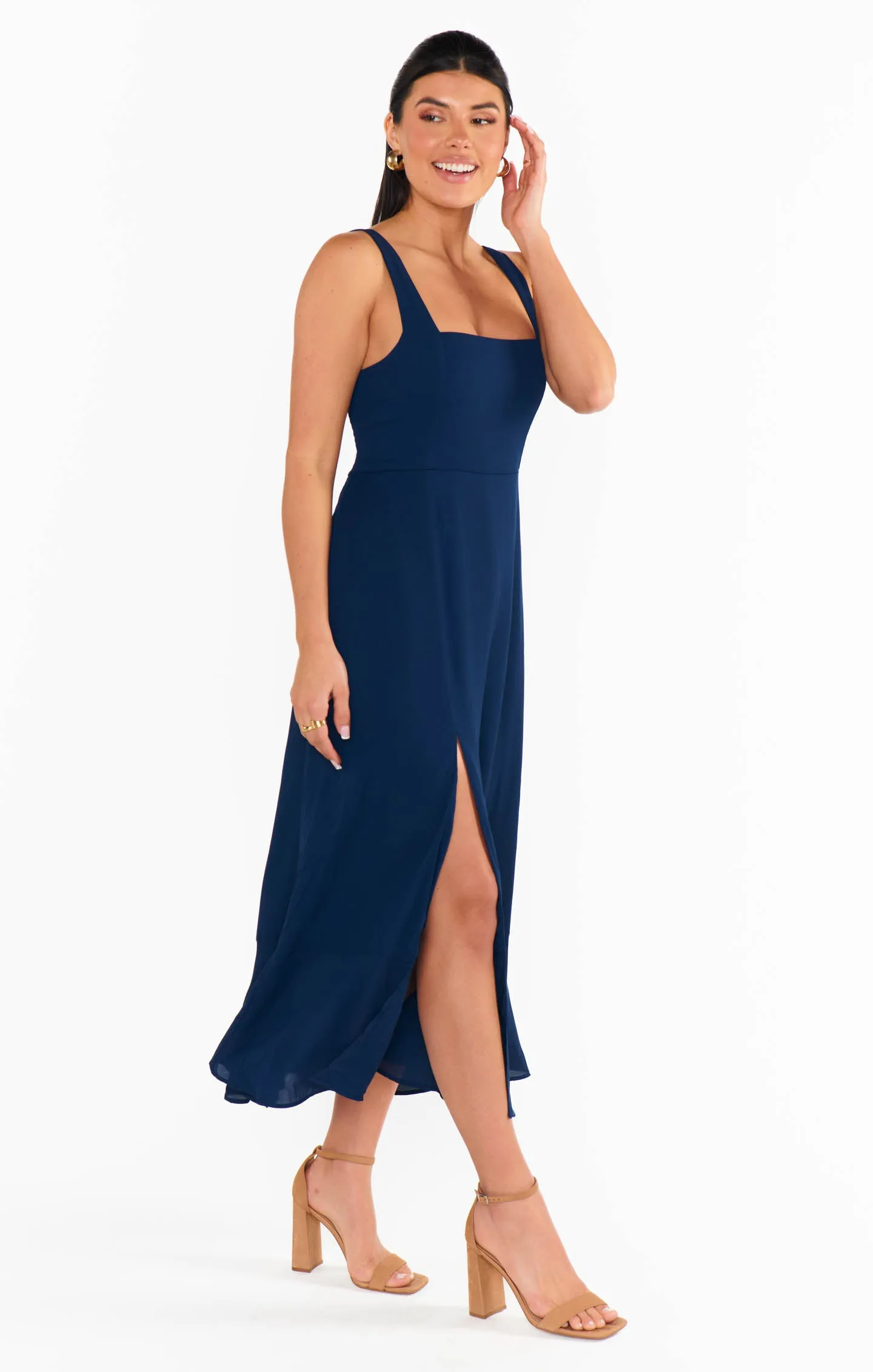 Claire Midi Dress ~ Rich Navy Crisp