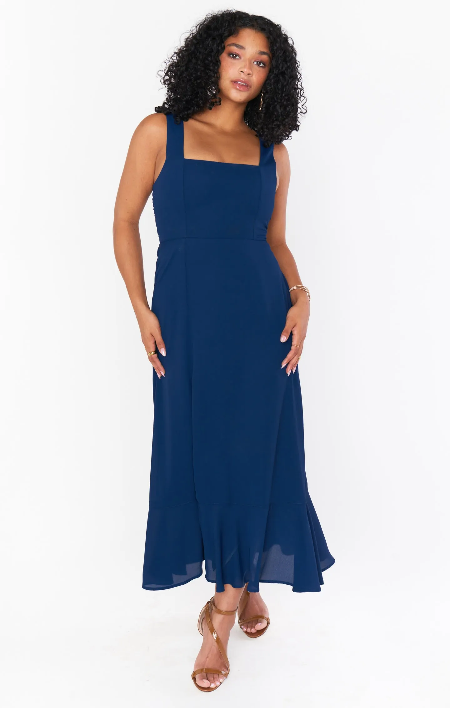 Claire Midi Dress ~ Rich Navy Crisp