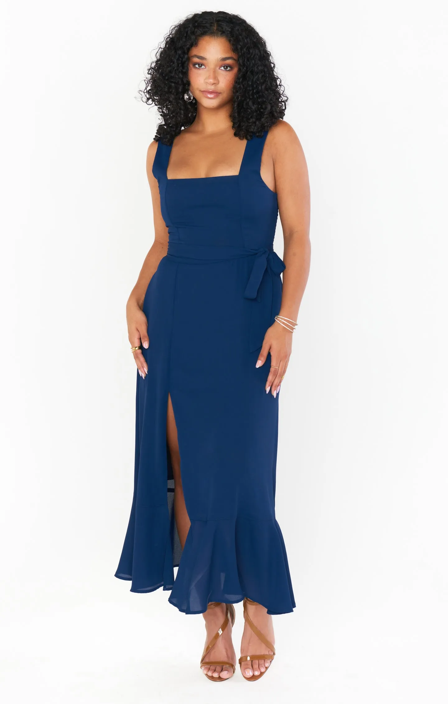 Claire Midi Dress ~ Rich Navy Crisp