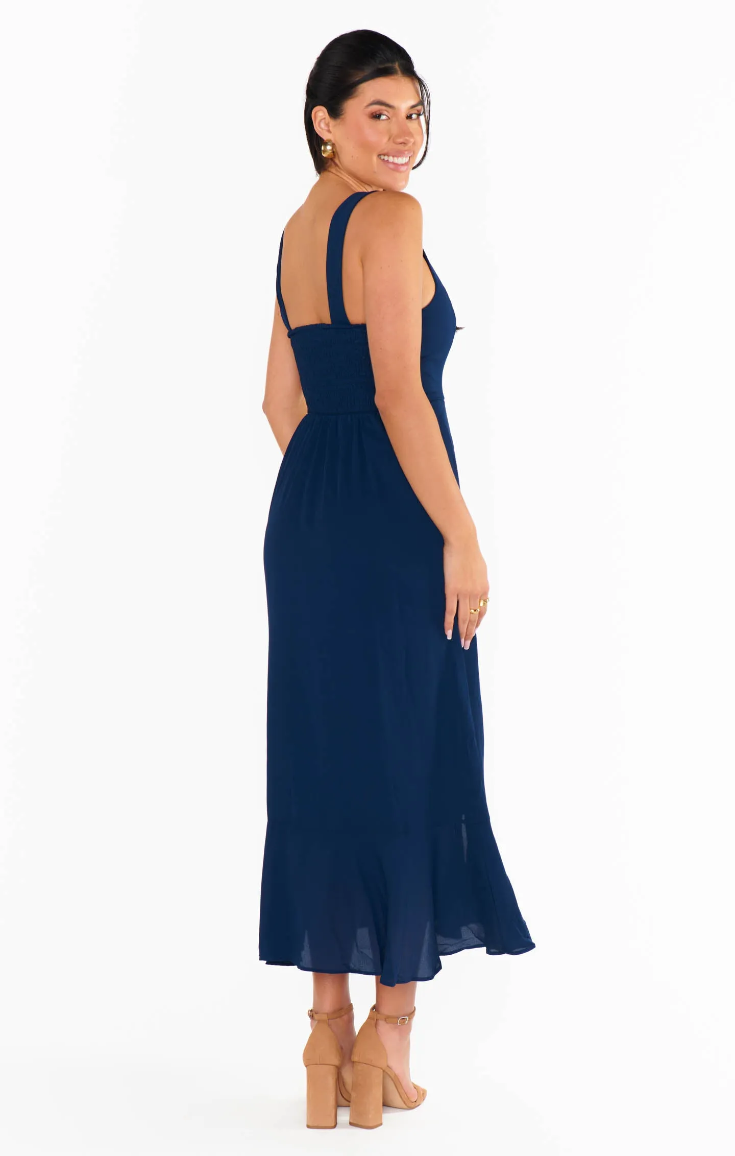 Claire Midi Dress ~ Rich Navy Crisp