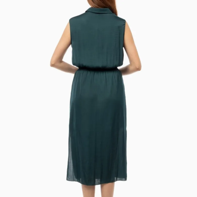 Clara Cowl Neck Sleeveless Satin Midi Dress