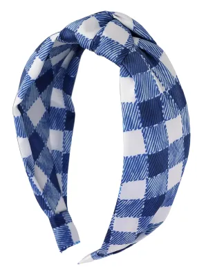 Classic Blue Gingham Silky Headband