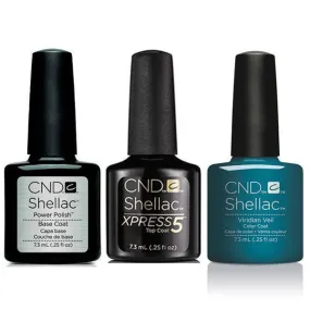 CND - Shellac Xpress5 Combo - Base, Top & Viridian Veil (0.25 oz)