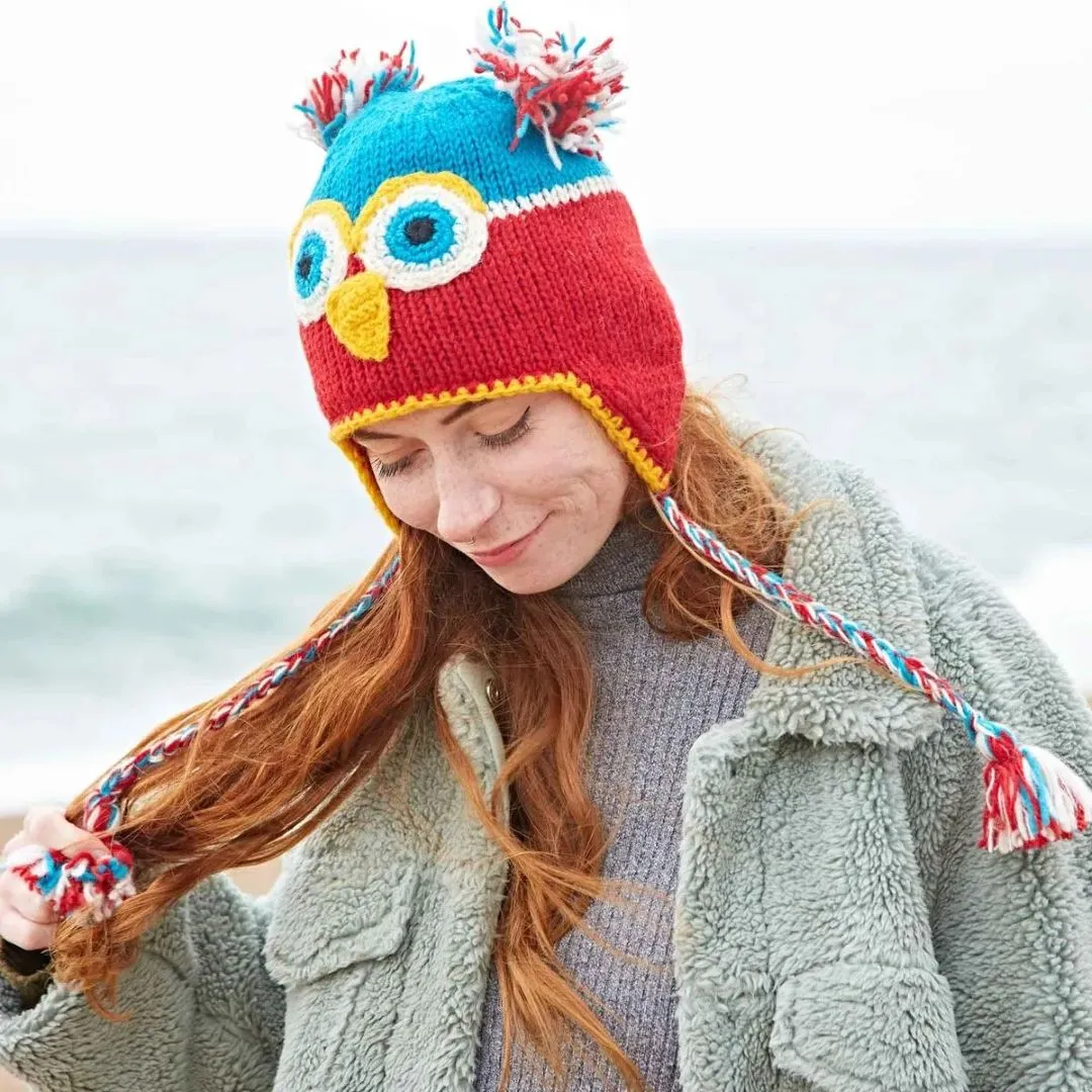 Colorful Owl Woolen Animal Hat, Nepal