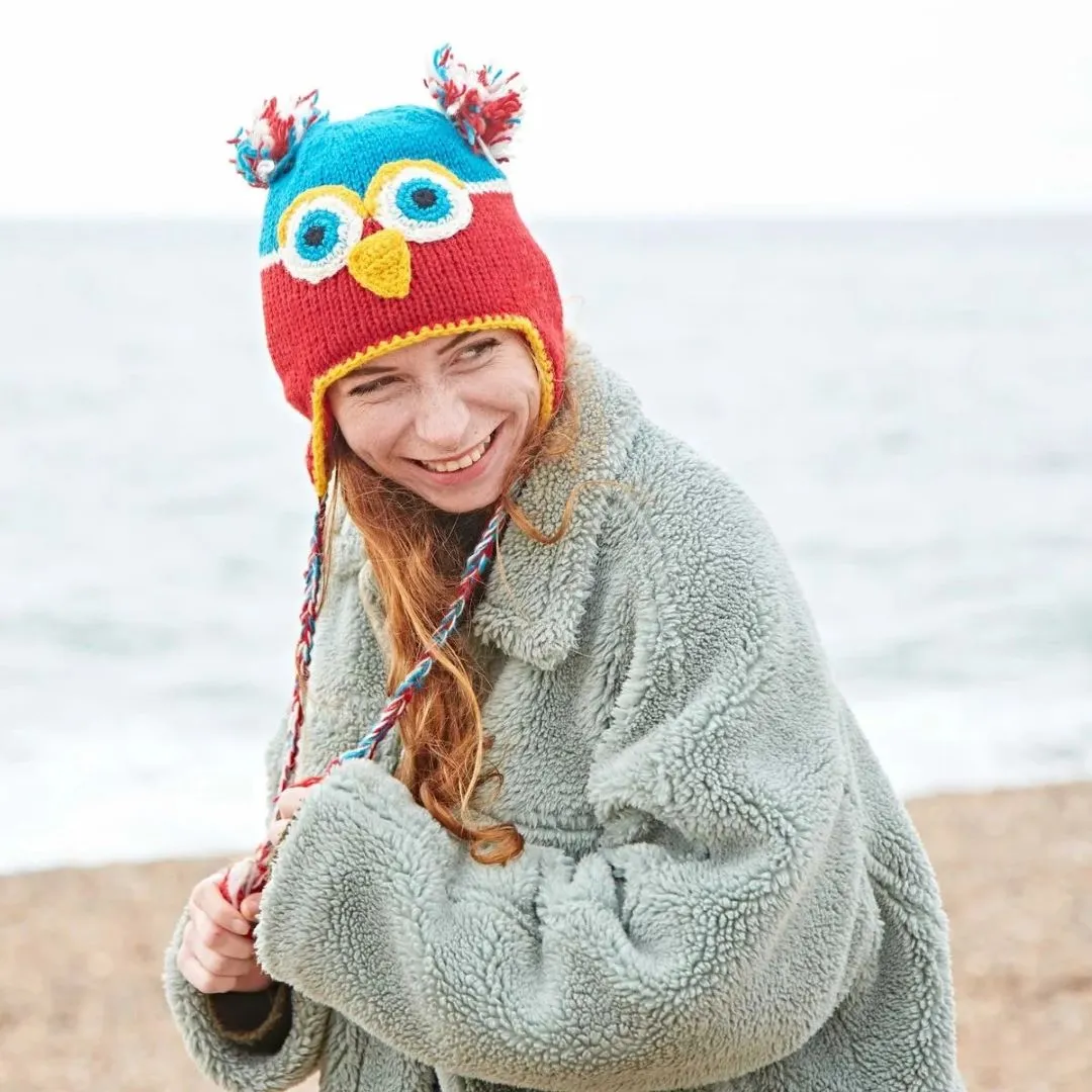 Colorful Owl Woolen Animal Hat, Nepal