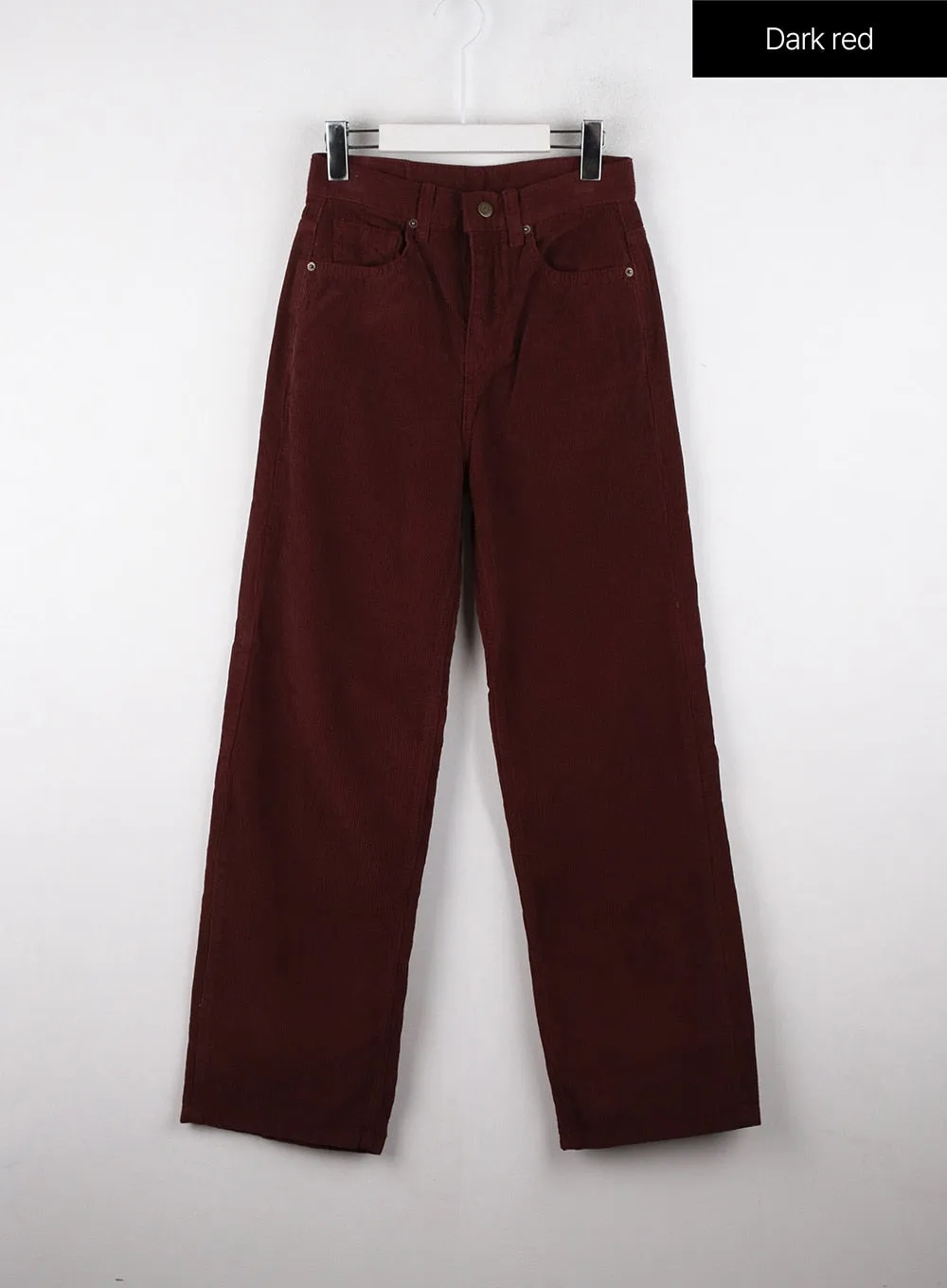 Corduroy Mid-Waist Solid Straight Pants OD320