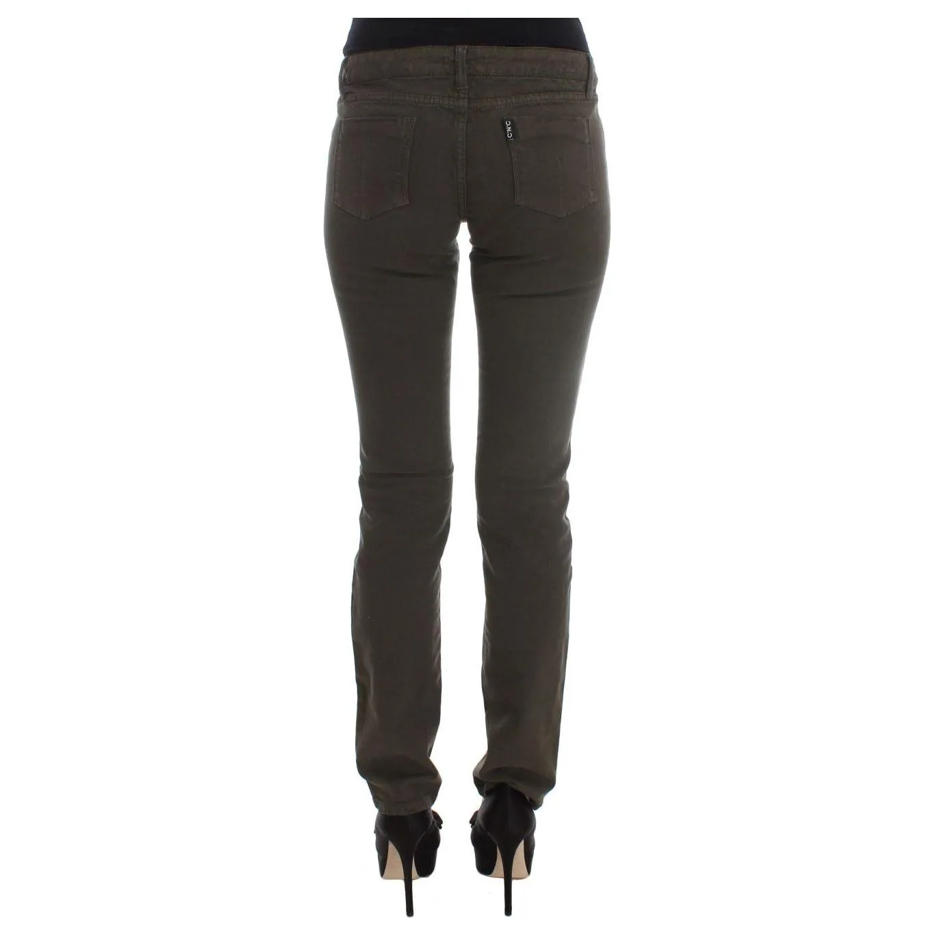 Costume National Chic Slim Fit Green Cotton Jeans