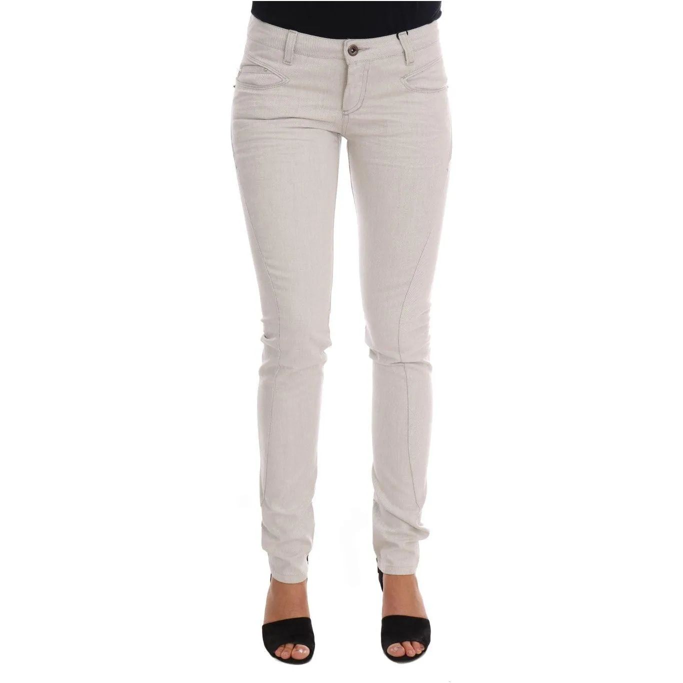 Costume National Chic White Slim-Fit Stretch Jeans