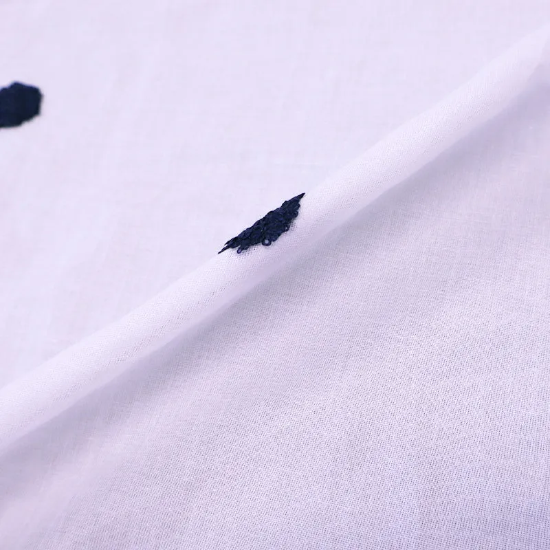 Cotton Voile - Spotty - White with Blue Spots