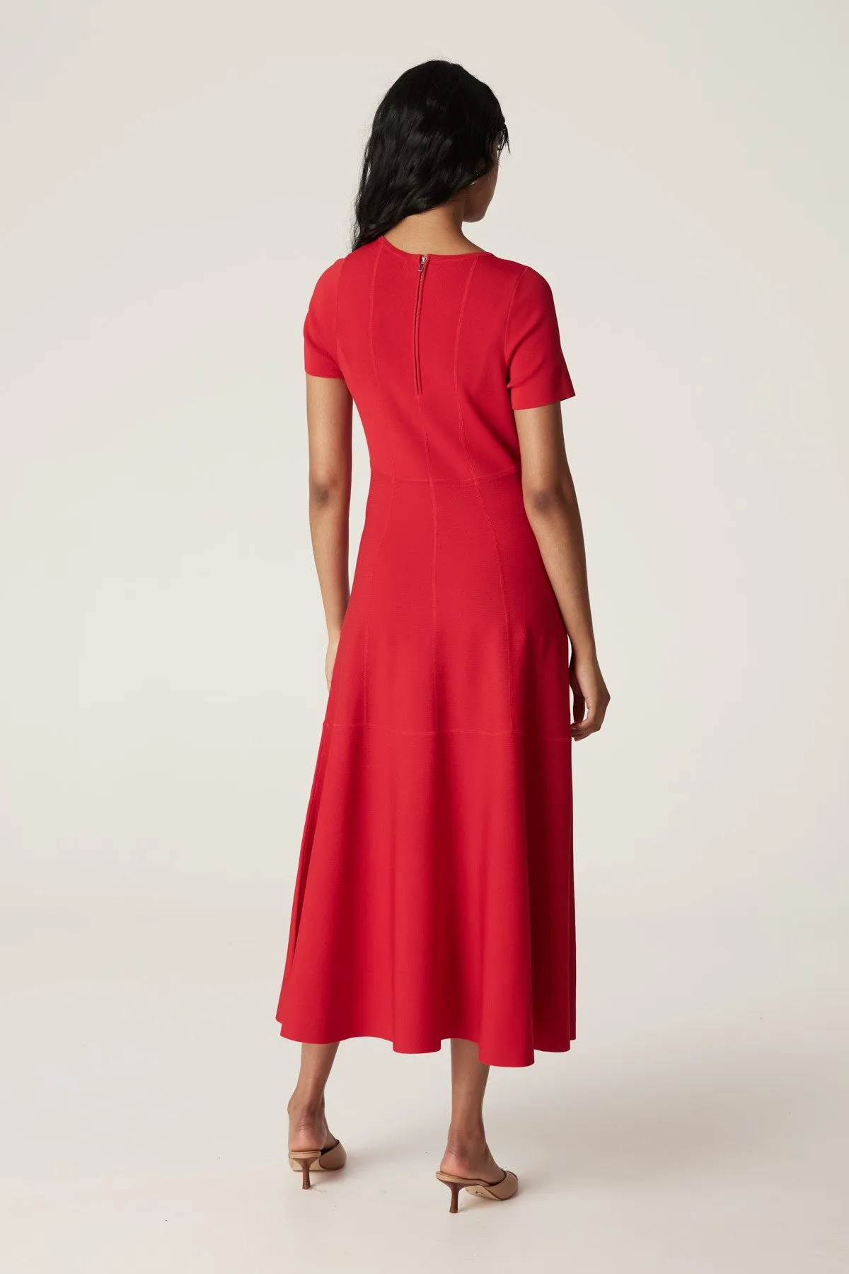 Crepe Bodice Dress - Red