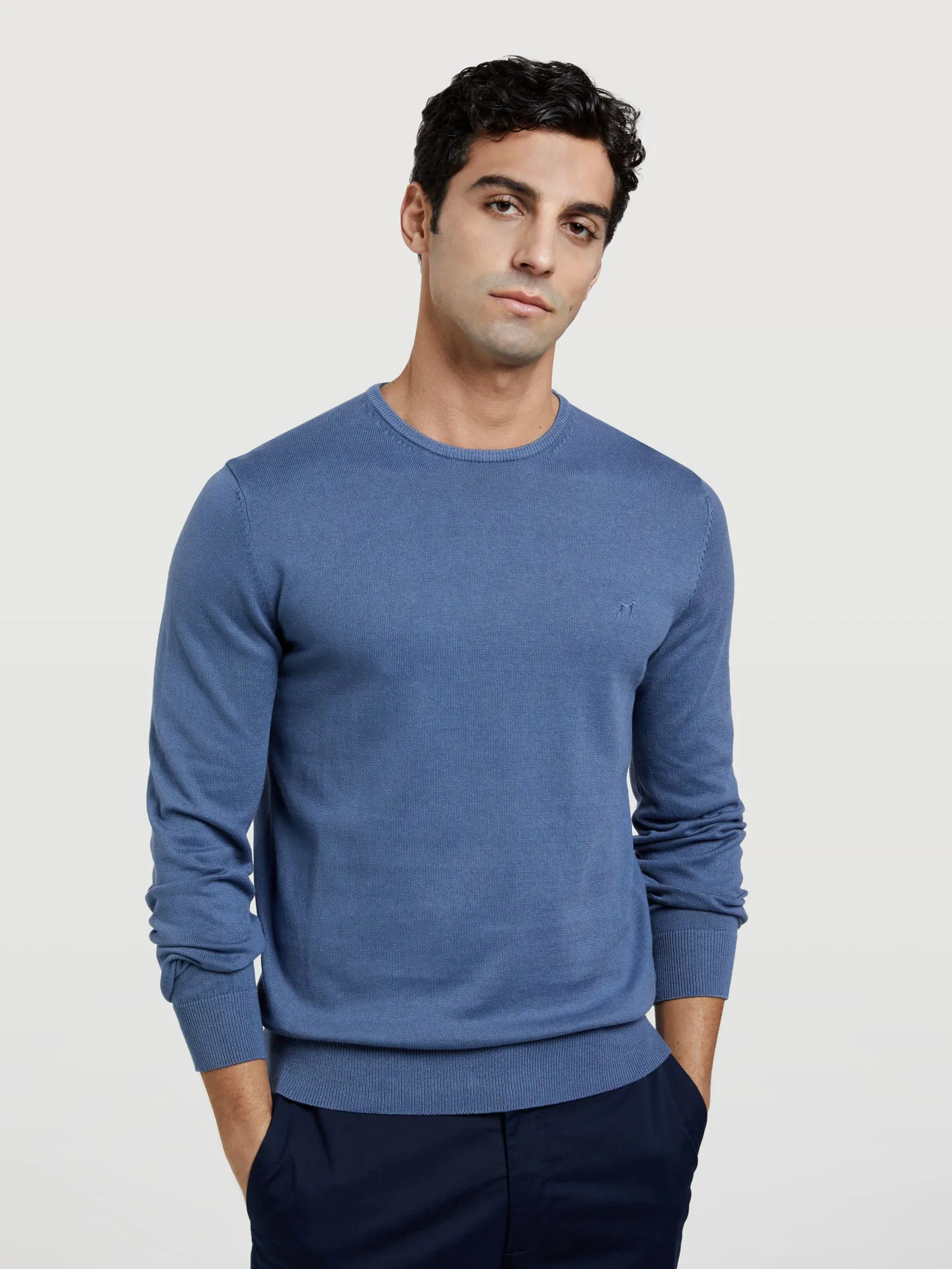 Crew Neck Garment Dye Sweater