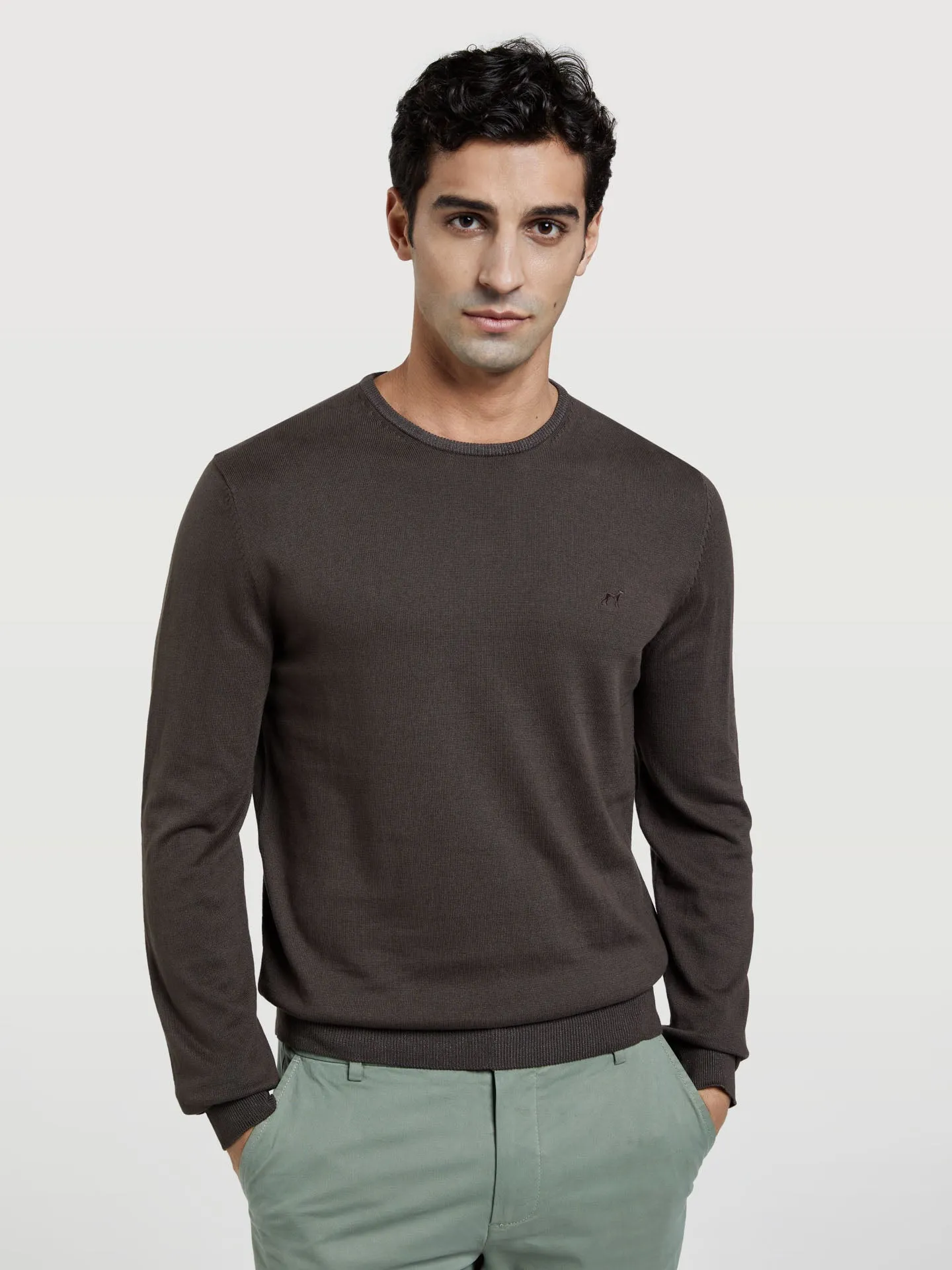 Crew Neck Garment Dye Sweater