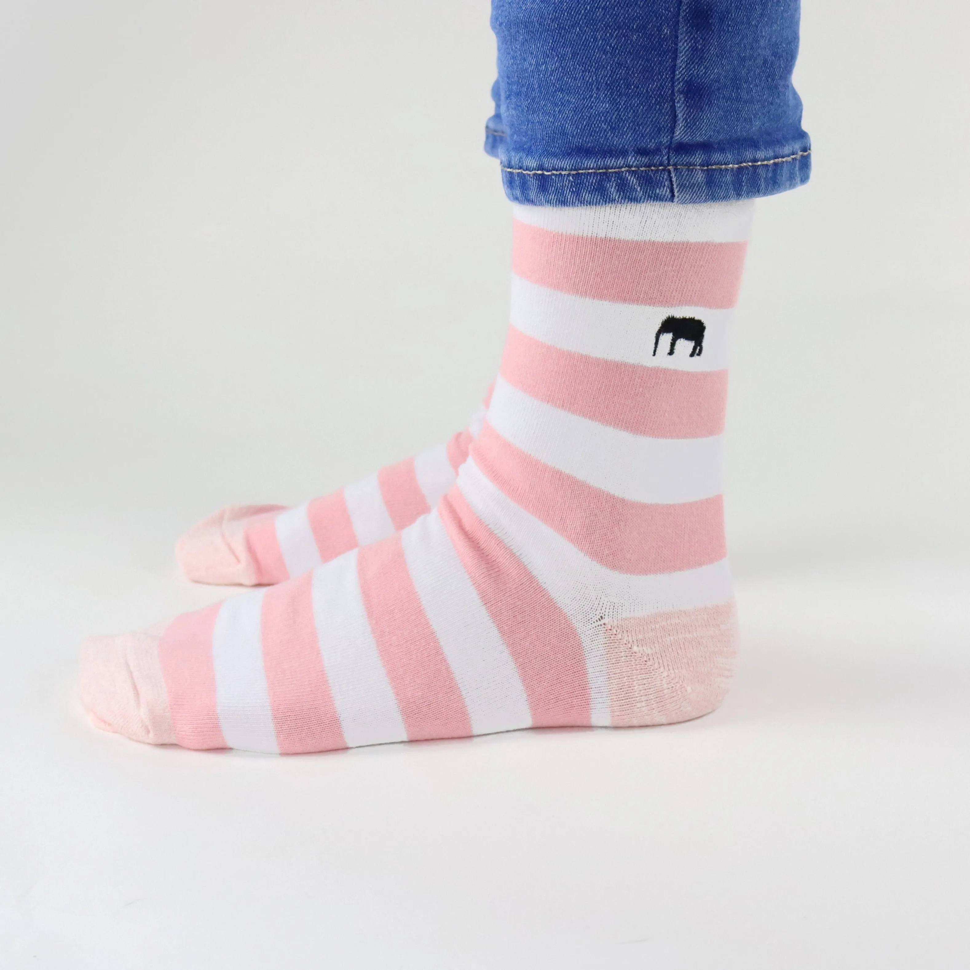 Critically Endangered Adult Striped Socks - Elephant