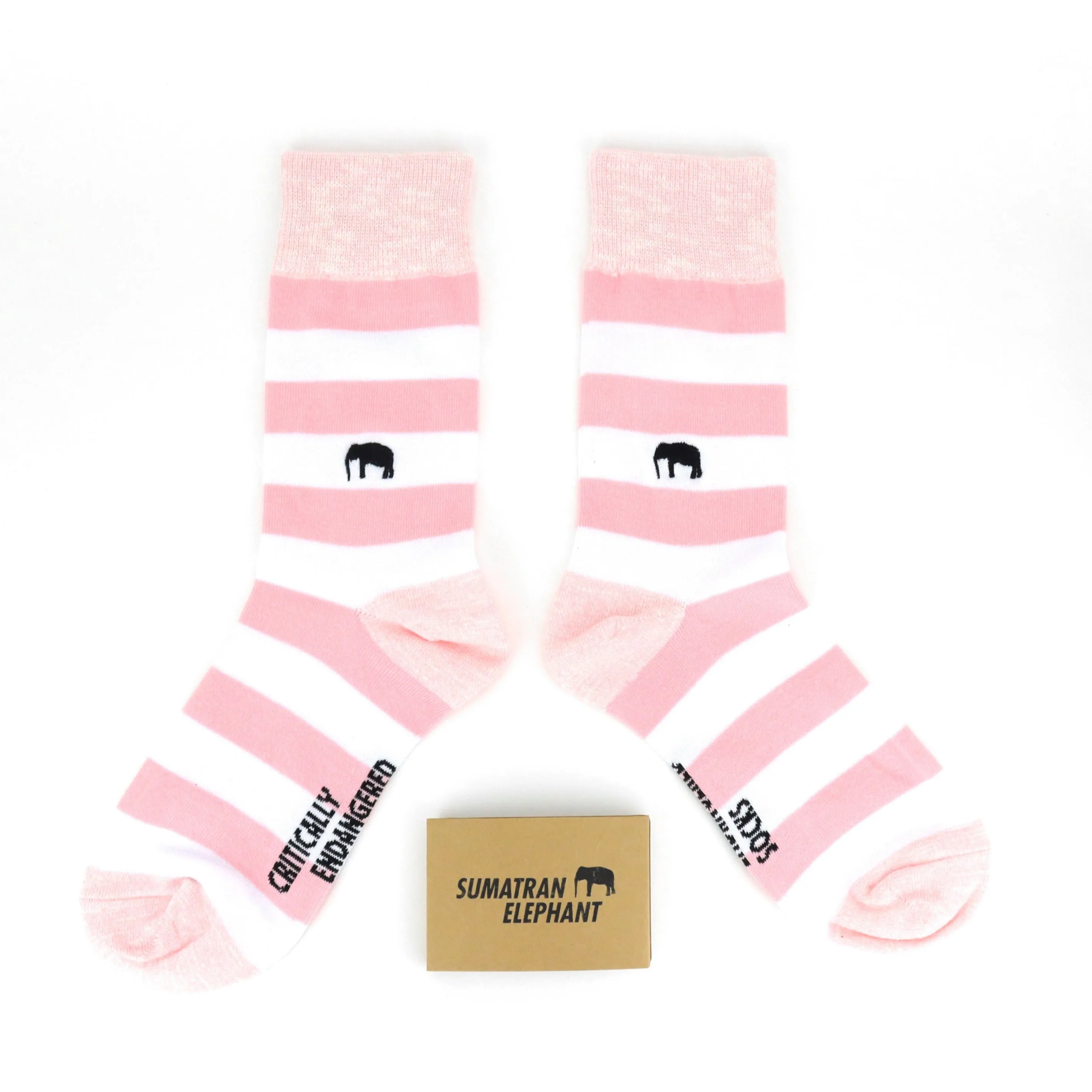 Critically Endangered Adult Striped Socks - Elephant