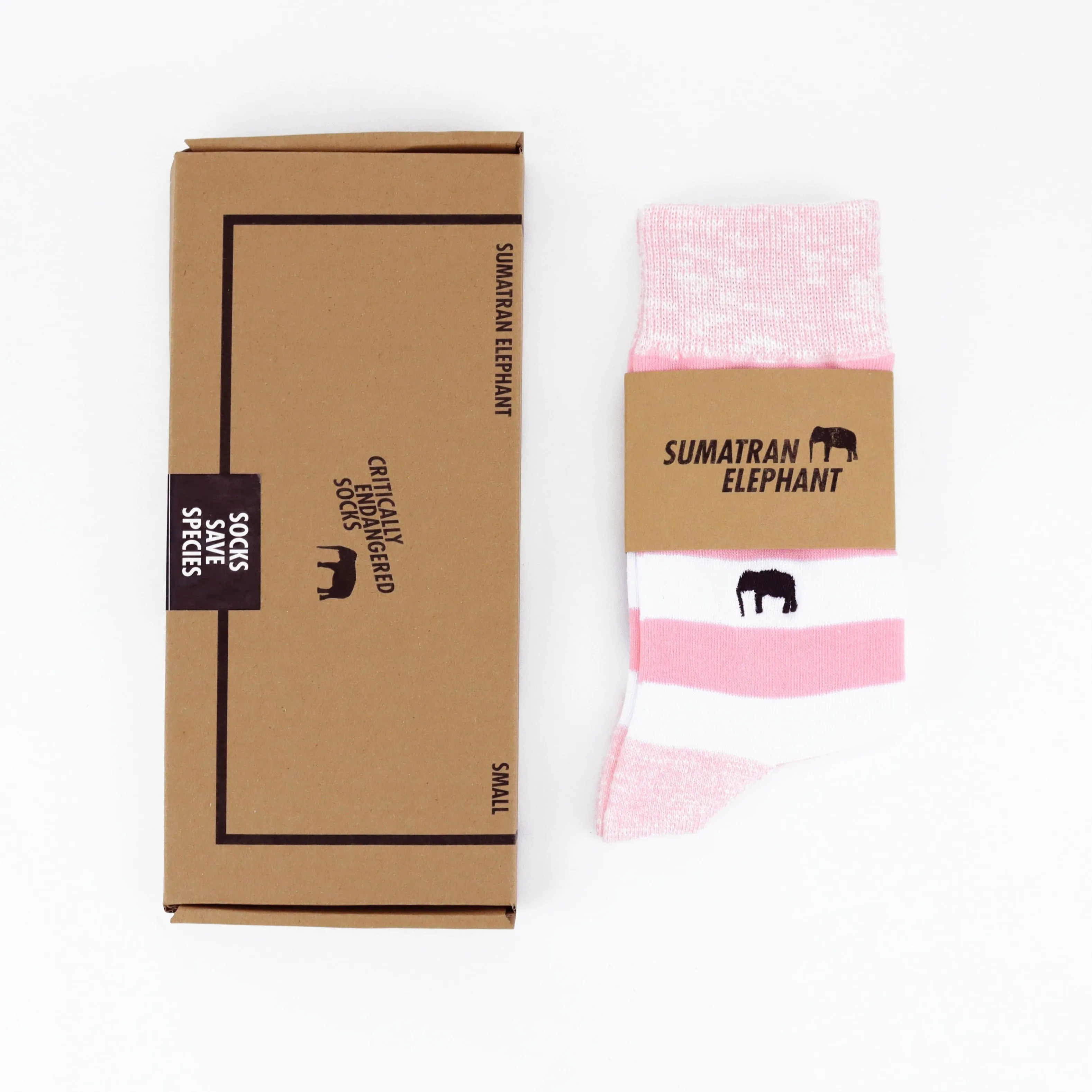 Critically Endangered Adult Striped Socks - Elephant