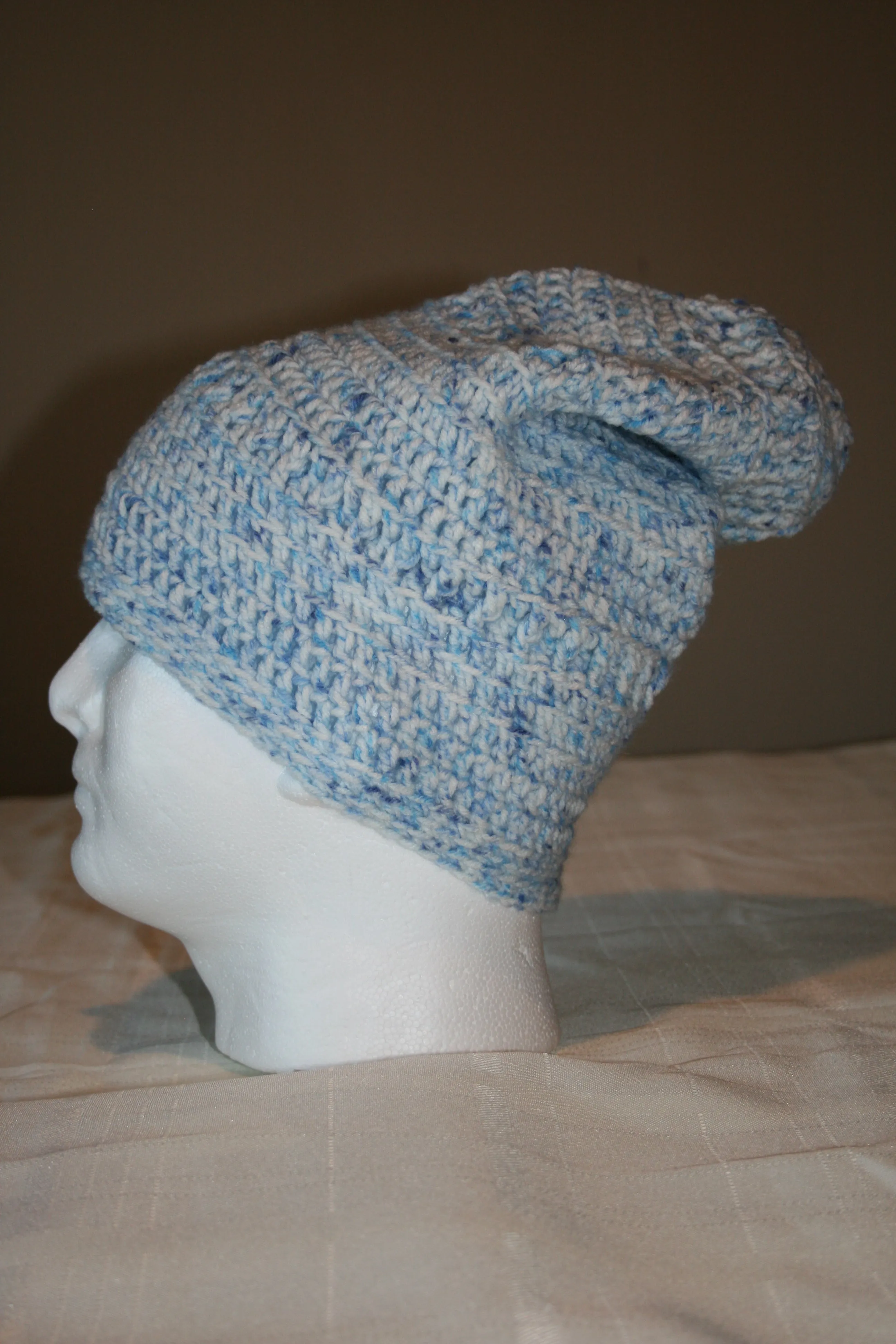 Crochet Beanie Hat in Lighter Blue