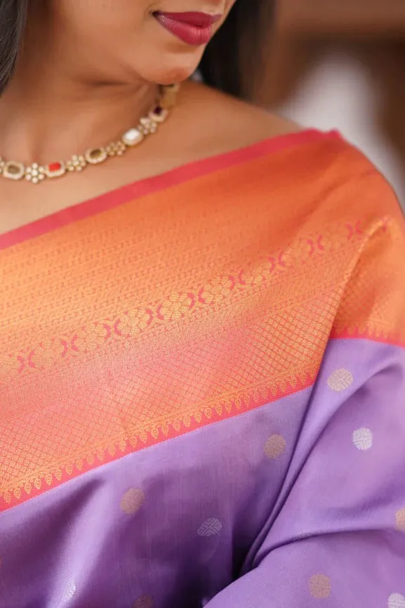 Desultory Lavender Soft Silk Saree With Murmurous Blouse Piece