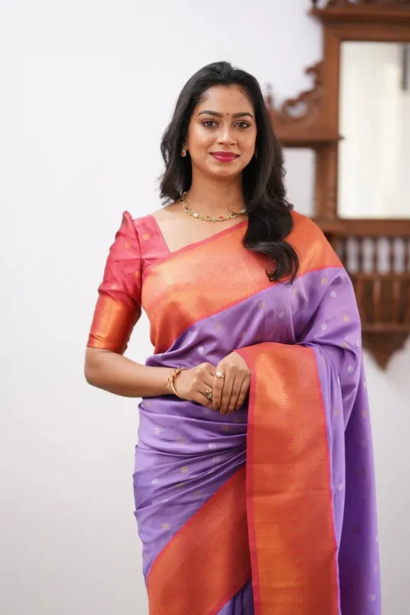 Desultory Lavender Soft Silk Saree With Murmurous Blouse Piece