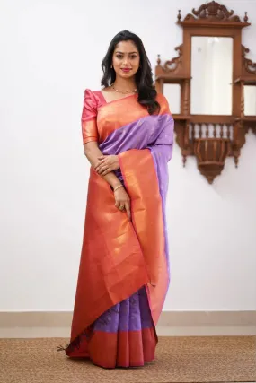 Desultory Lavender Soft Silk Saree With Murmurous Blouse Piece