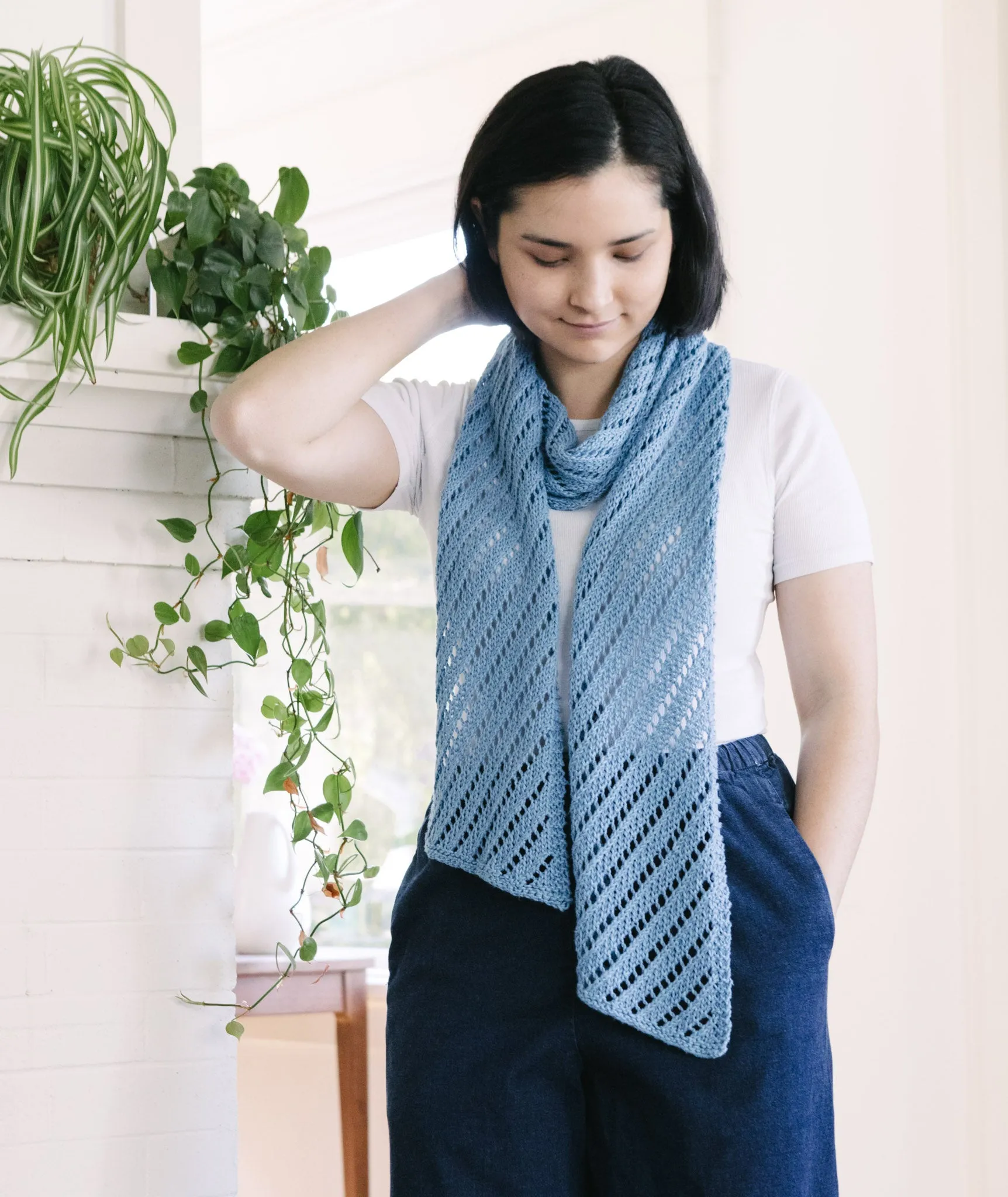 Diagonal Lace Scarf Using Hemp for Knitting allhemp6