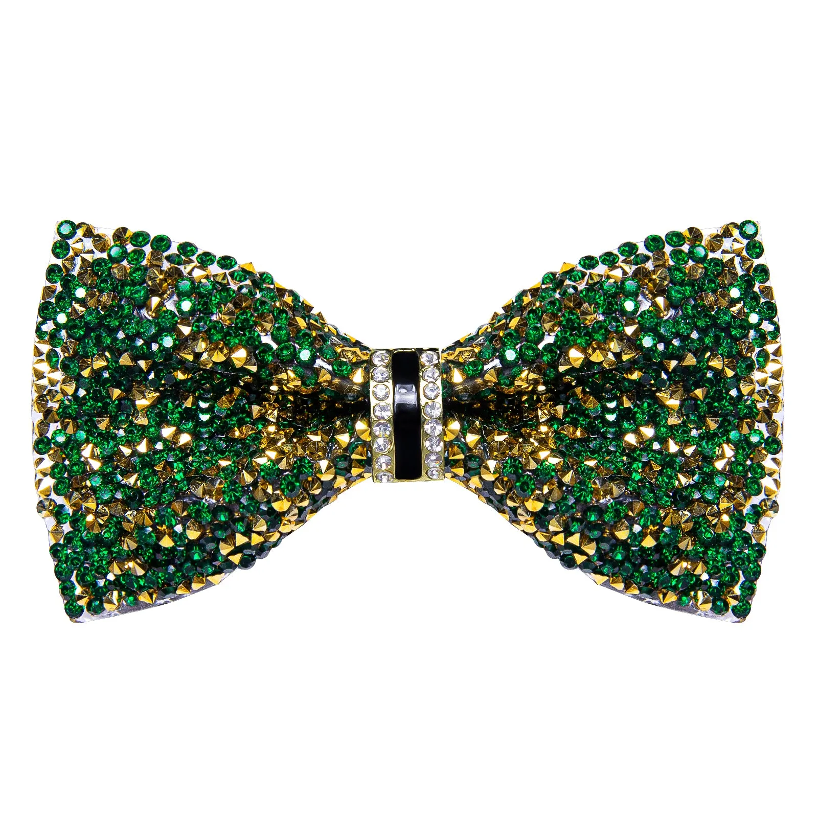 DiBanGu Imitation Crystal Bowtie Green Golden Diamond Men's Pre-Bow Tie