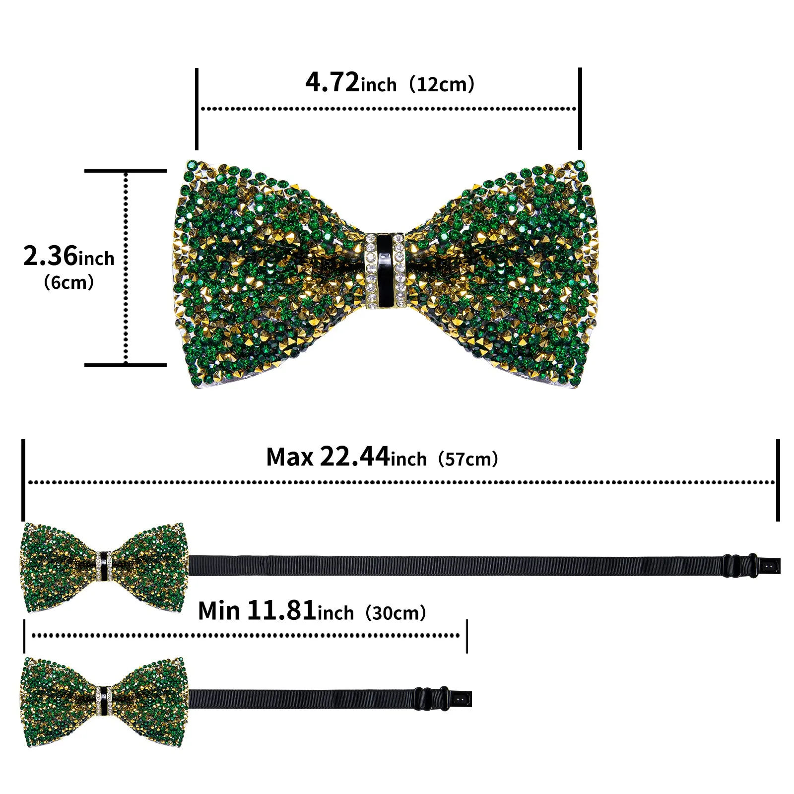 DiBanGu Imitation Crystal Bowtie Green Golden Diamond Men's Pre-Bow Tie