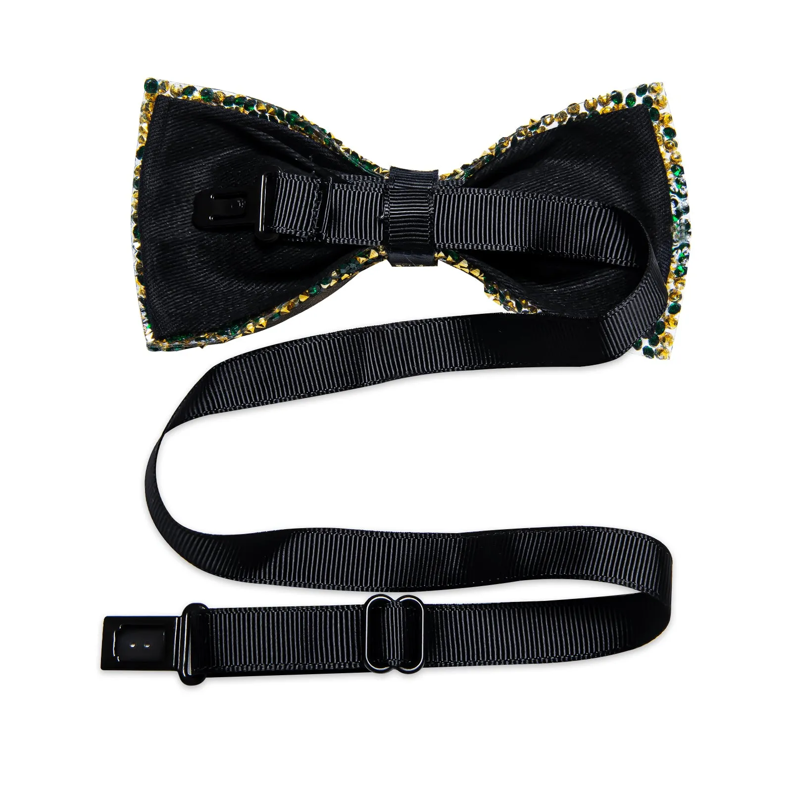 DiBanGu Imitation Crystal Bowtie Green Golden Diamond Men's Pre-Bow Tie