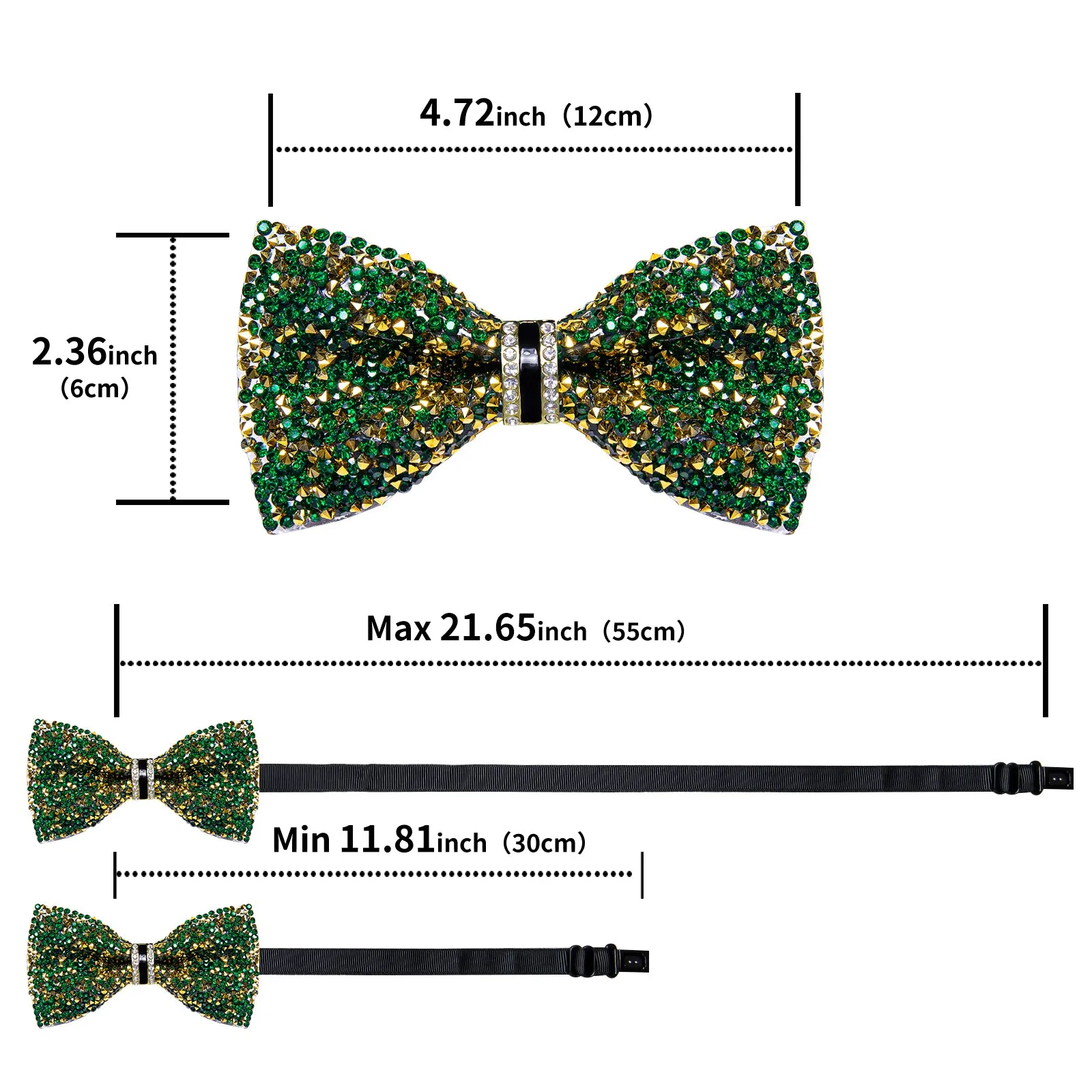 DiBanGu Imitation Crystal Bowtie Green Golden Diamond Men's Pre-Bow Tie