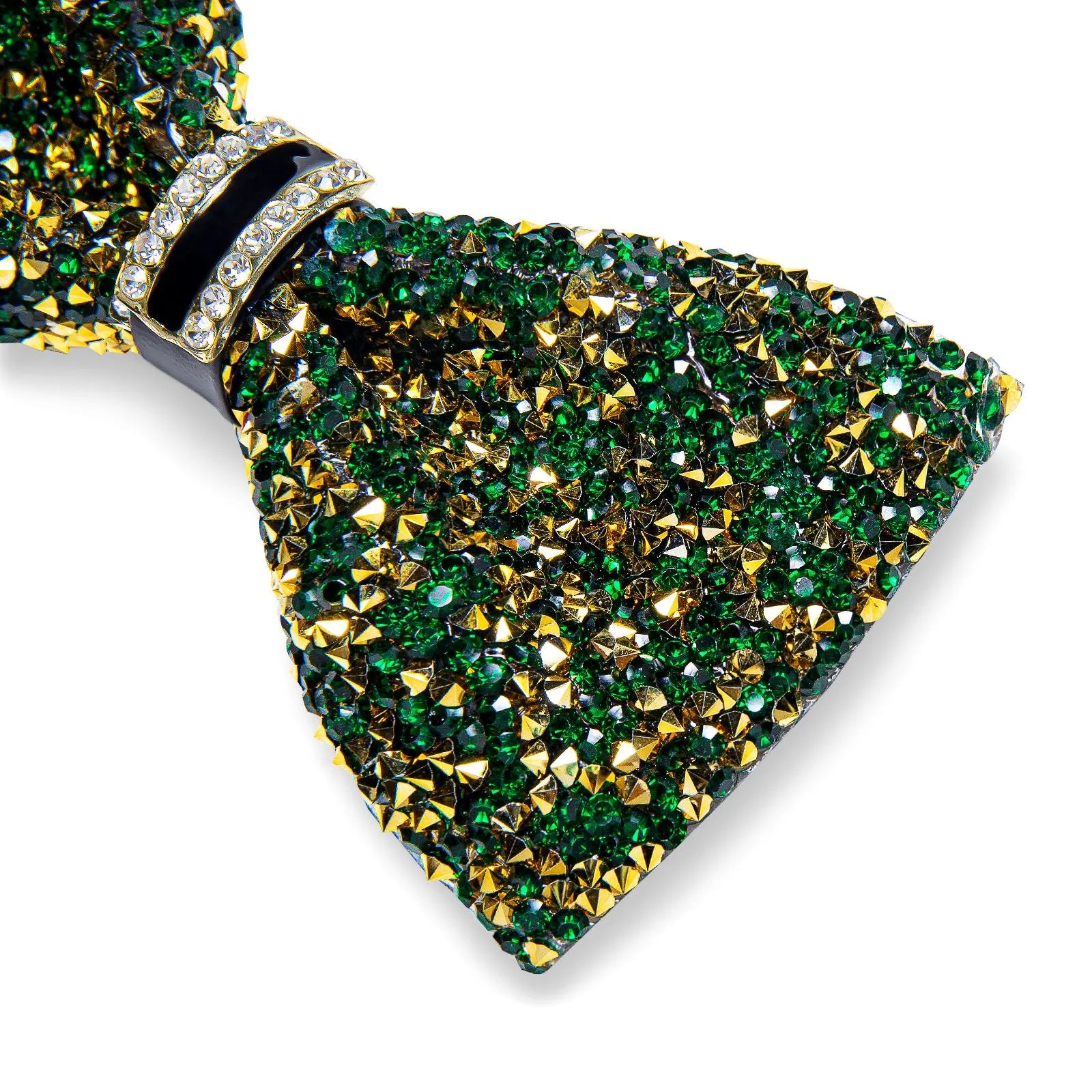 DiBanGu Imitation Crystal Bowtie Green Golden Diamond Men's Pre-Bow Tie