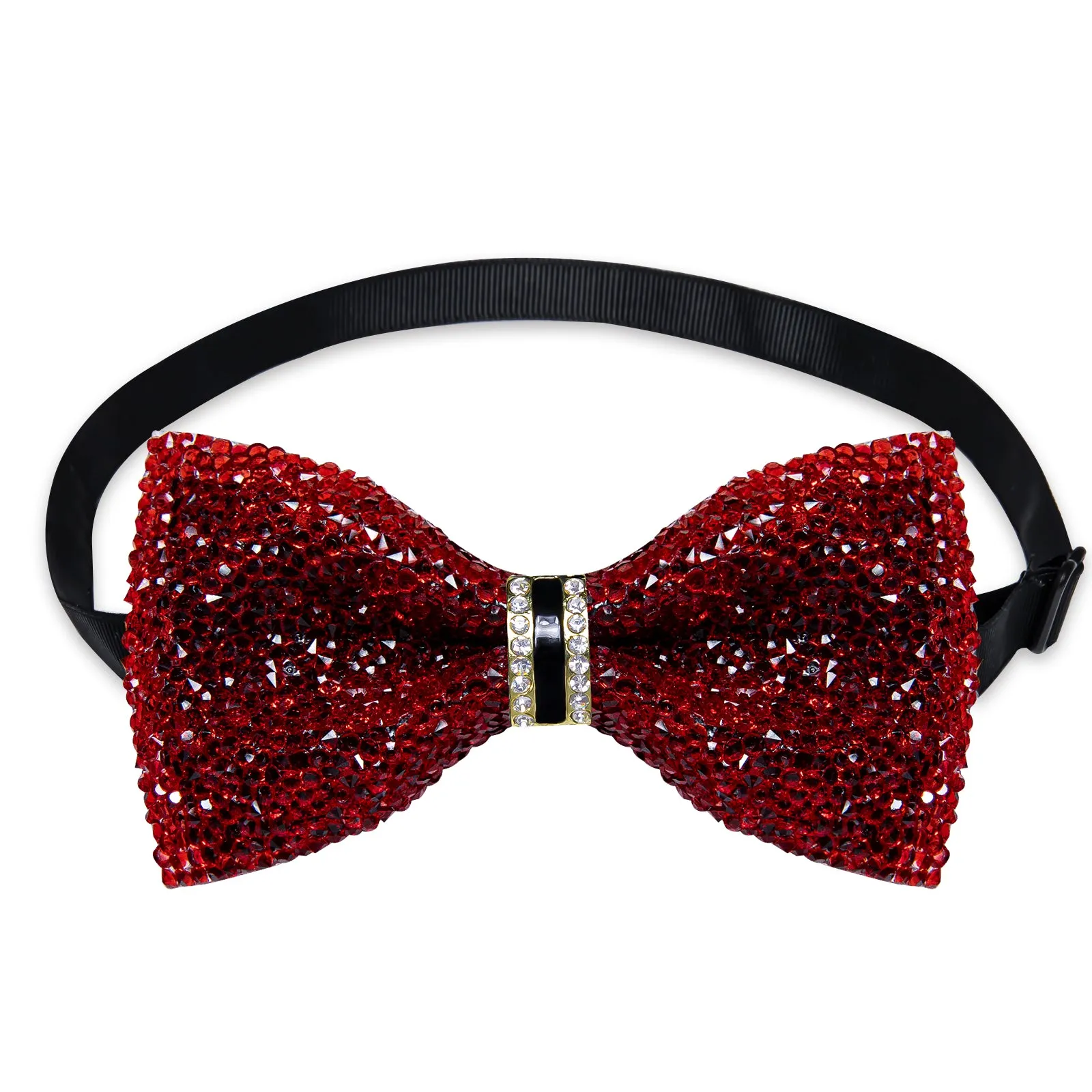 DiBanGu Imitation Crystal Bowtie Plastic Red Silver Diamond Men's Pre-Bow Tie