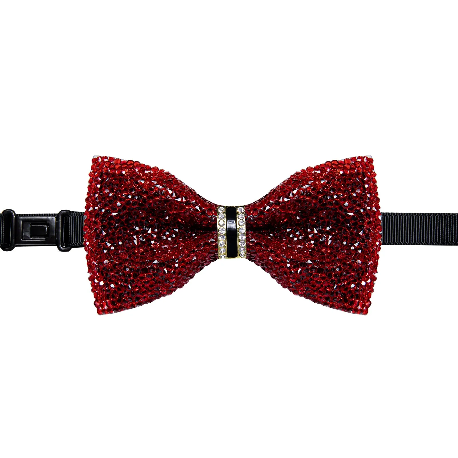 DiBanGu Imitation Crystal Bowtie Plastic Red Silver Diamond Men's Pre-Bow Tie