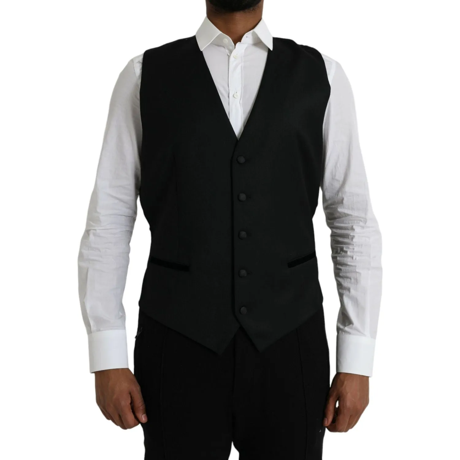 Dolce & Gabbana Black Silk Waistcoat Dress Formal Vest