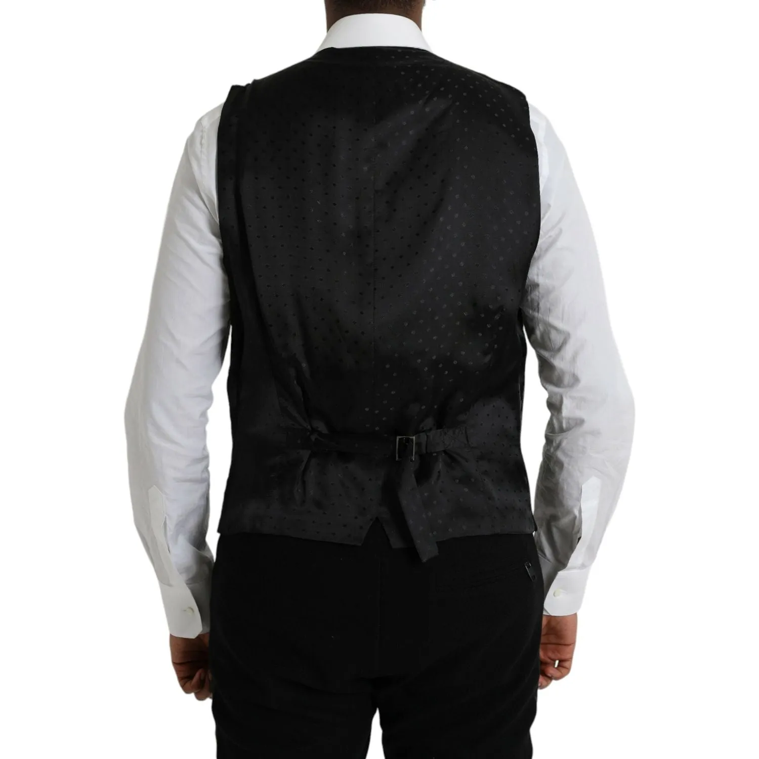 Dolce & Gabbana Black Silk Waistcoat Dress Formal Vest