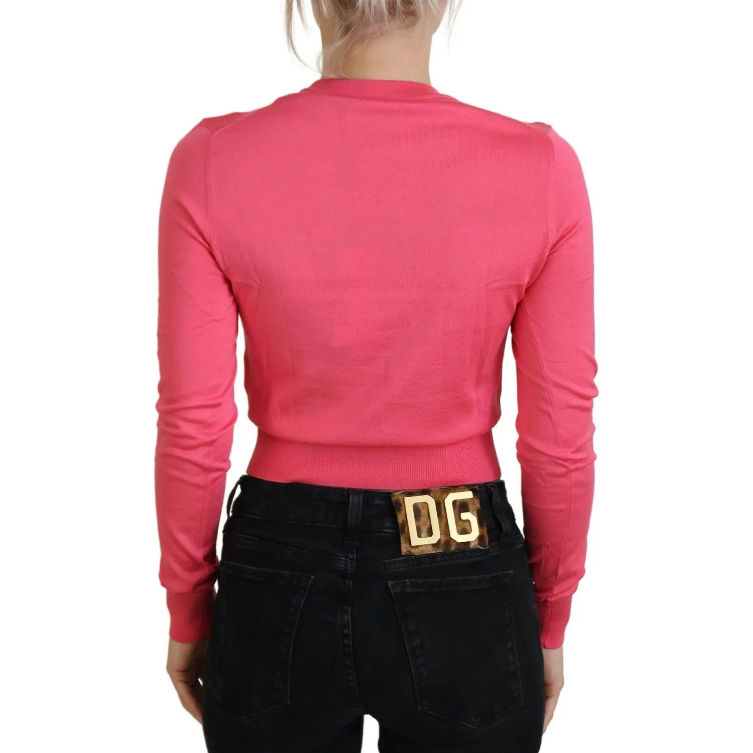 Dolce & Gabbana Elegant Pink Cropped Crewneck Sweater