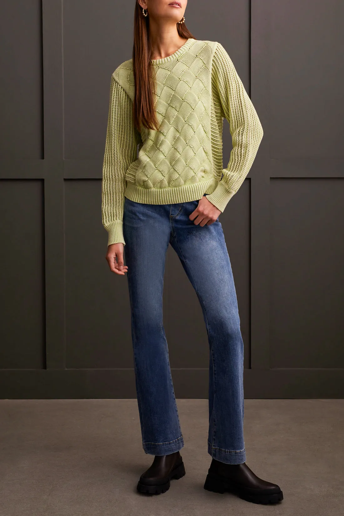 Dolman Crew Neck Sweater with Special Wash