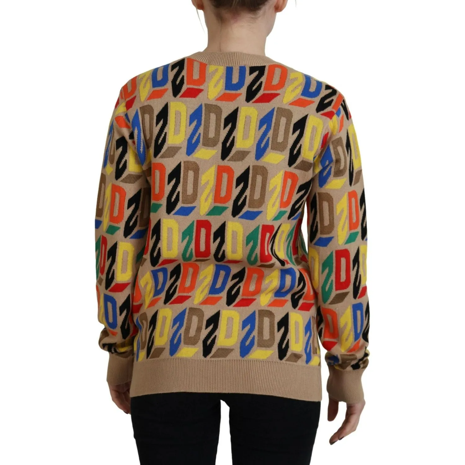 Dsquared² Brown Cotton Long Sleeve Crew Neck Printed Sweater