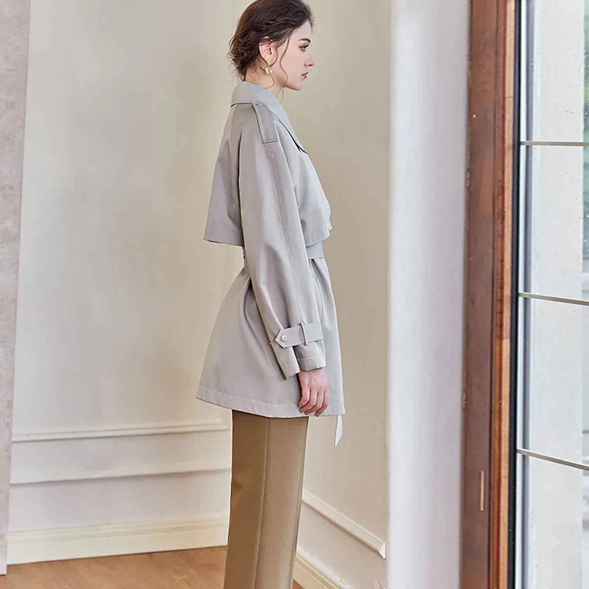 Effortless Mid-Length Gray Trench Coat