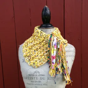 Electric Yellow Tweed Shawlette w/Fringe