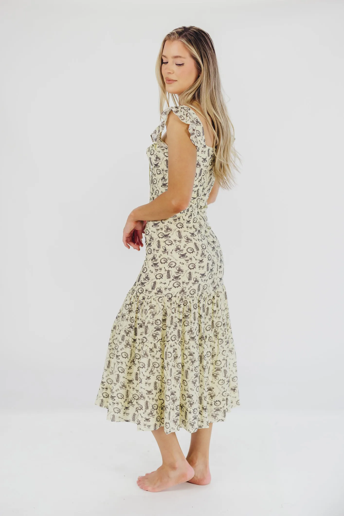 Emery Midi Dress in Vintage Tea (Sizes S-XL)