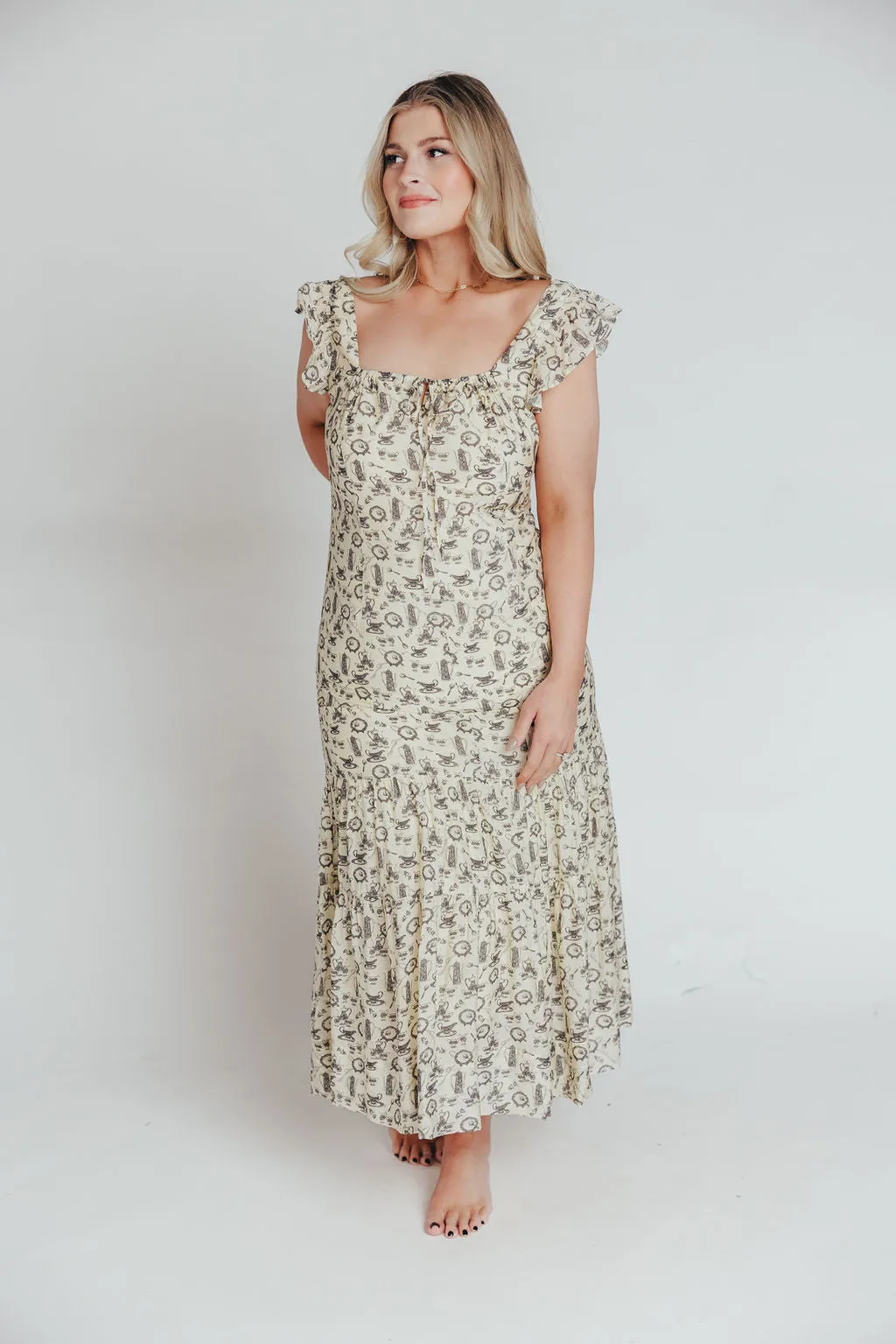 Emery Midi Dress in Vintage Tea (Sizes S-XL)