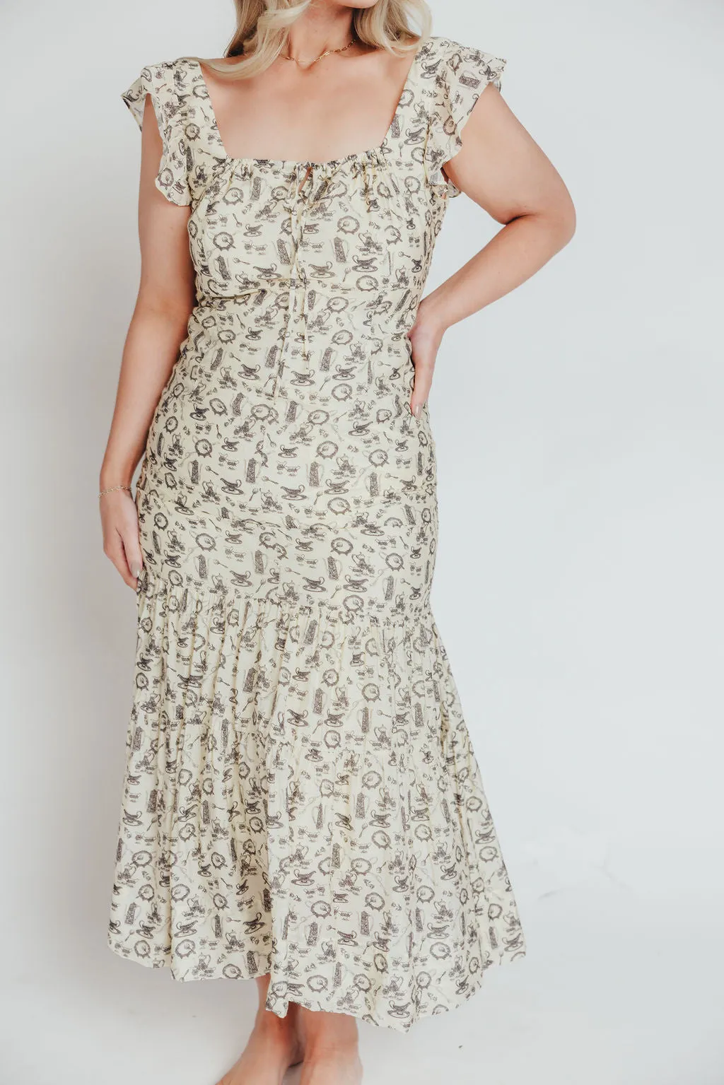 Emery Midi Dress in Vintage Tea (Sizes S-XL)