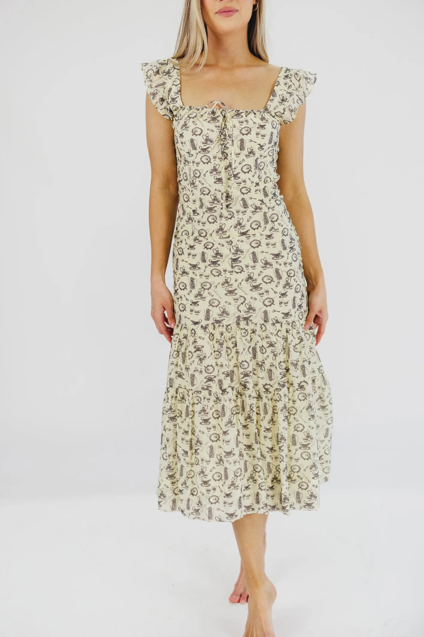 Emery Midi Dress in Vintage Tea (Sizes S-XL)