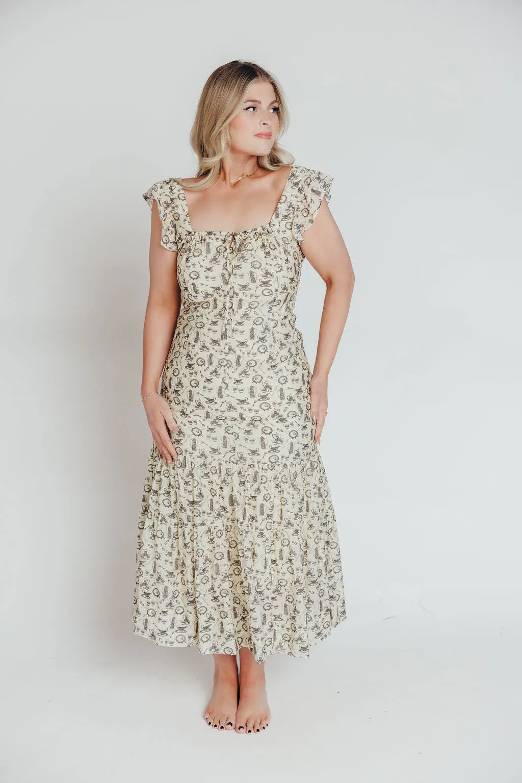 Emery Midi Dress in Vintage Tea (Sizes S-XL)